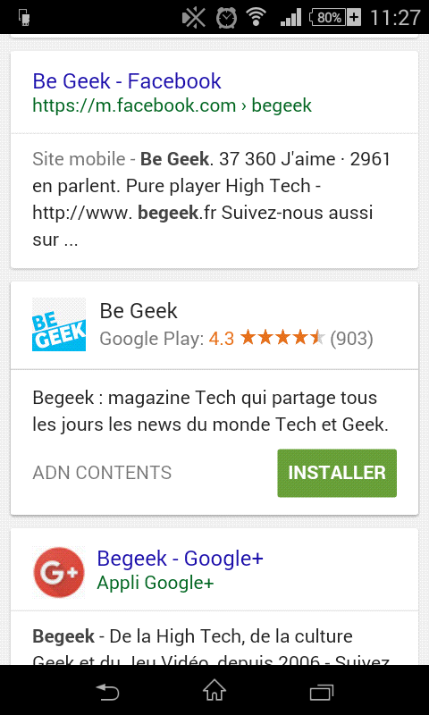 Google propose d’installer l’application Begeek pour Android