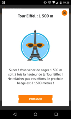 application mobile iphone android, récompense obtenue dans coach nage